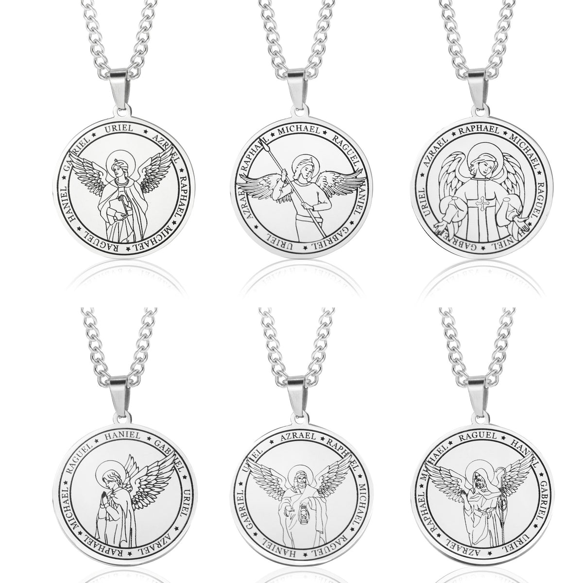 Titanium Steel Angel Wing Religious Necklace – product view 4