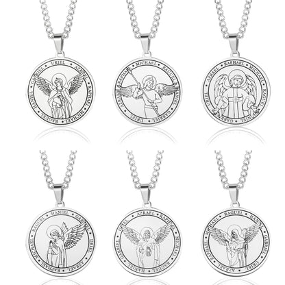 Titanium Steel Angel Wing Religious Necklace – product view 4