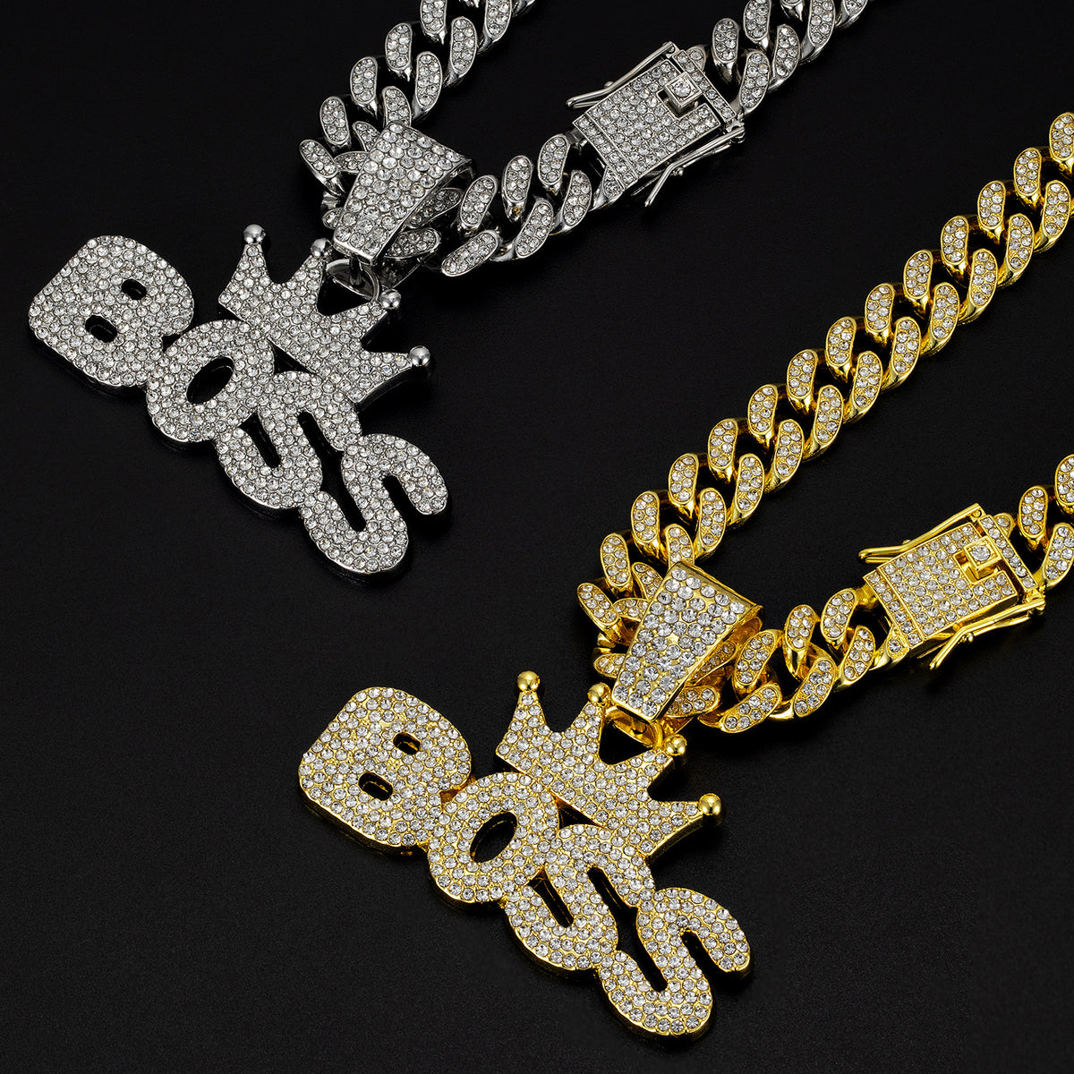 Crown Pendant Cuban Chain Necklace – product view 1