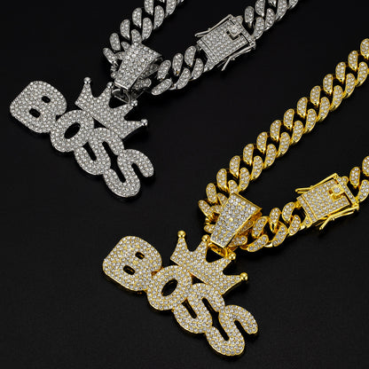 Crown Pendant Cuban Chain Necklace – product view 1