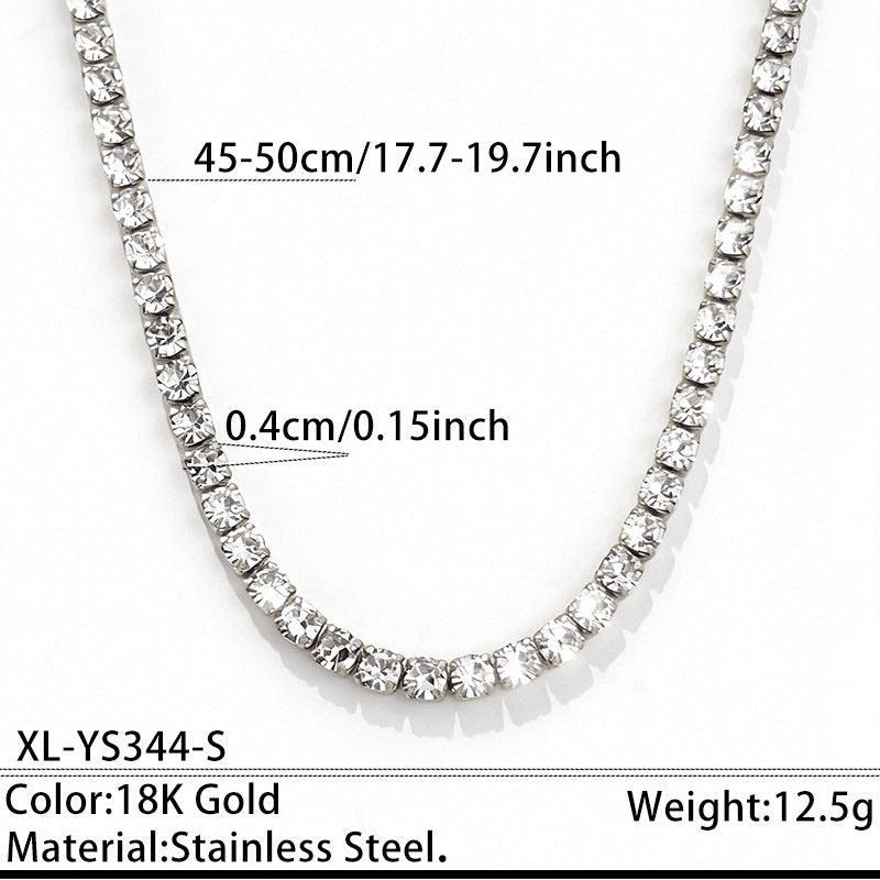 Stainless Steel Rhinestone Tennis Chain Necklace – product view 10