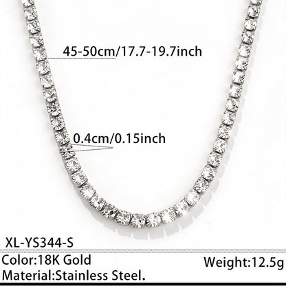 Stainless Steel Rhinestone Tennis Chain Necklace – product view 10