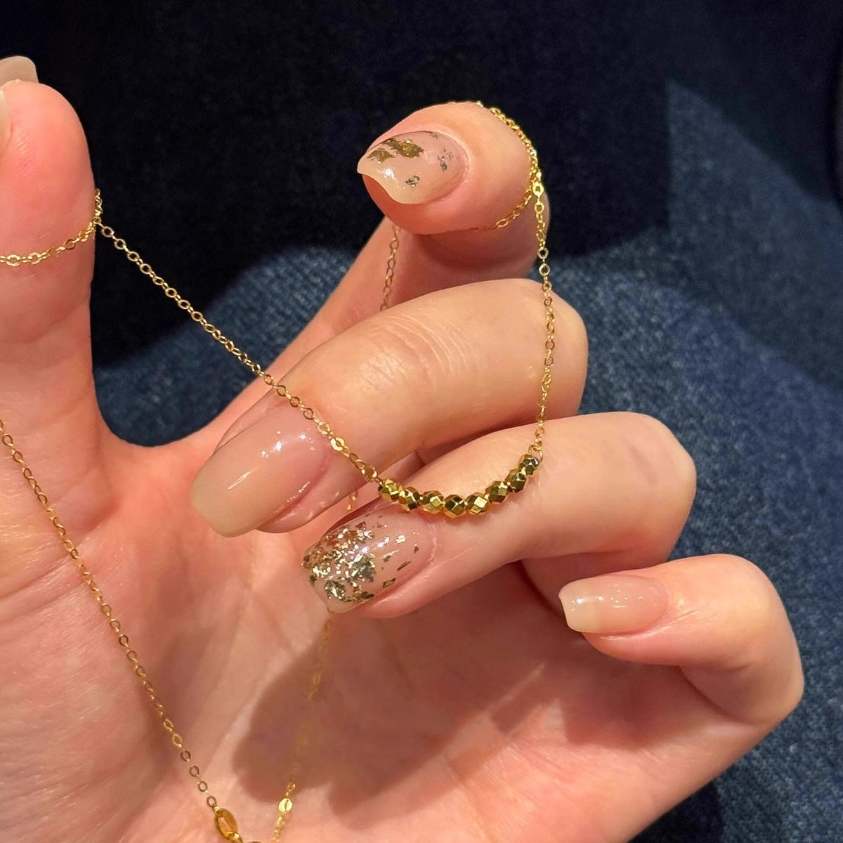 Geometric Electroplated Bead Necklace – product view 2