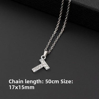 Stainless Steel Letter Necklace with Crystal Pendant – product view 25