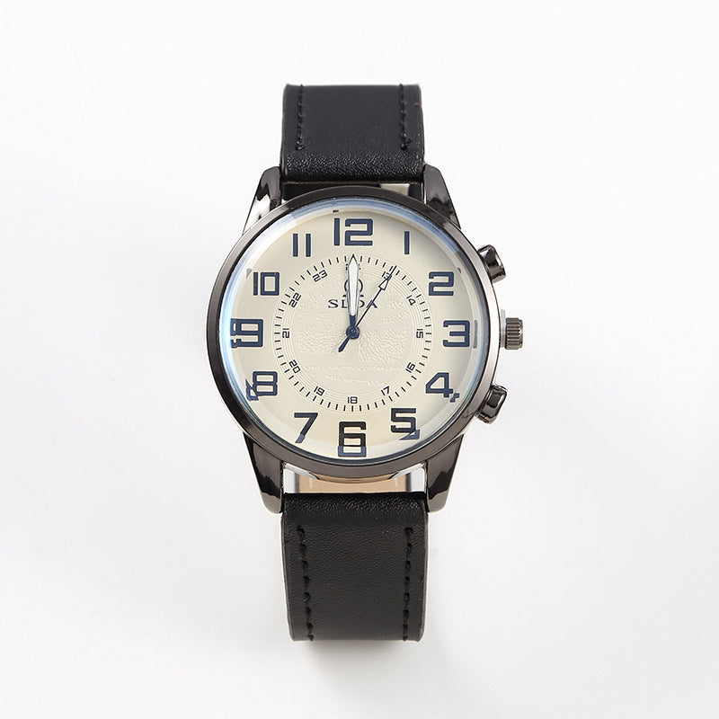 Men's Retro Leather-Strap Quartz Watch – product view 6