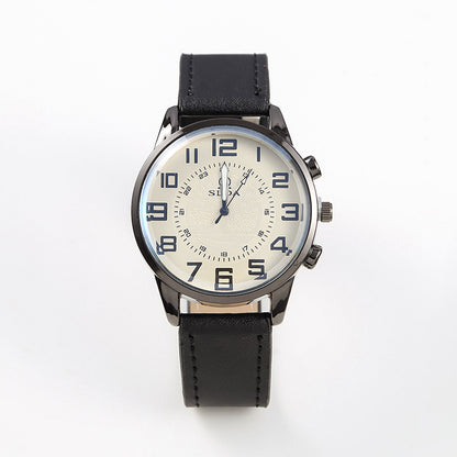 Men's Retro Leather-Strap Quartz Watch – product view 6