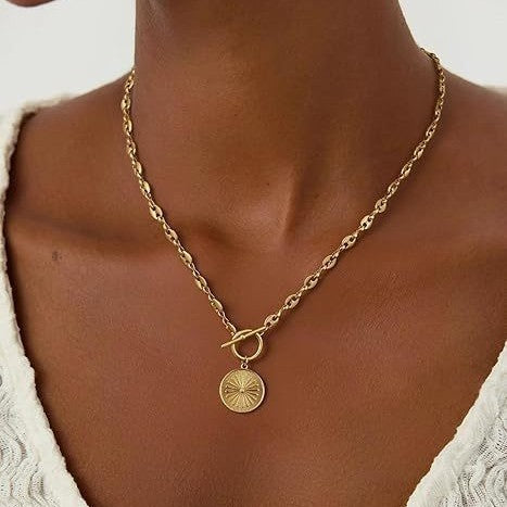 Heart Shape Alloy Necklace Gold-tone – product view 6