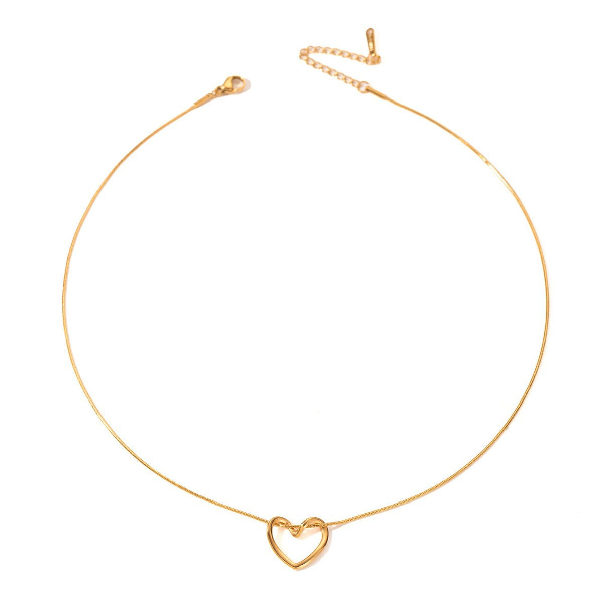 Hollow Heart Titanium Steel Necklace – product view 3