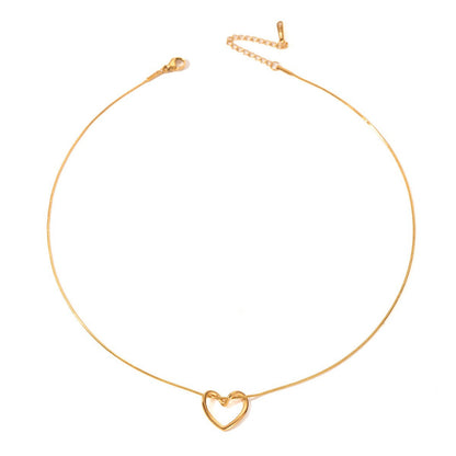 Hollow Heart Titanium Steel Necklace – product view 3