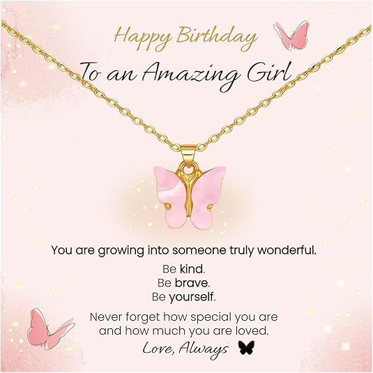 Pink Butterfly Stainless Steel Necklace – product view 16