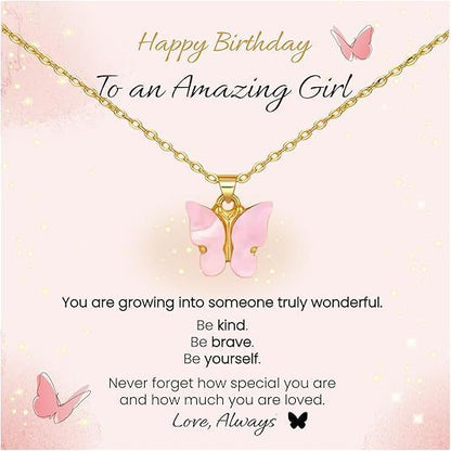 Pink Butterfly Stainless Steel Necklace – product view 16