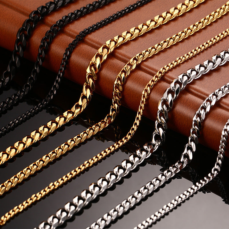 Stainless Steel Cuban Chain Jewelry Set – product view 1