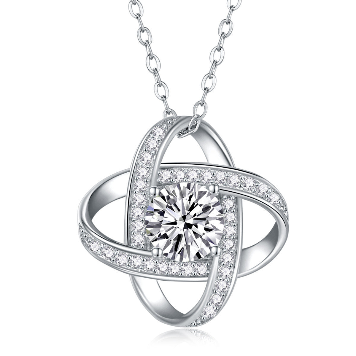 Crystal Silver Pendant Necklace – product view 3