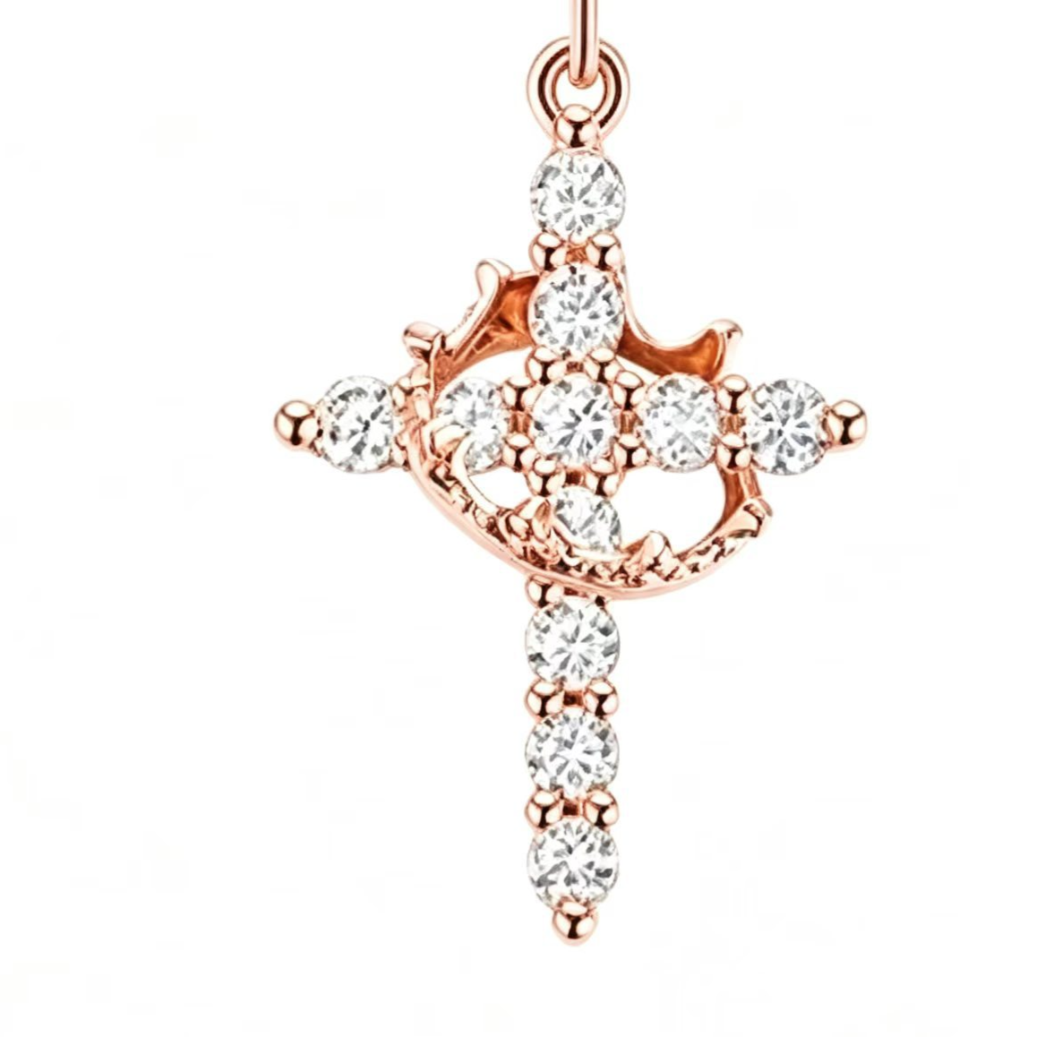 Women's Rotating Cross Crown Pendant Necklace – product view 14
