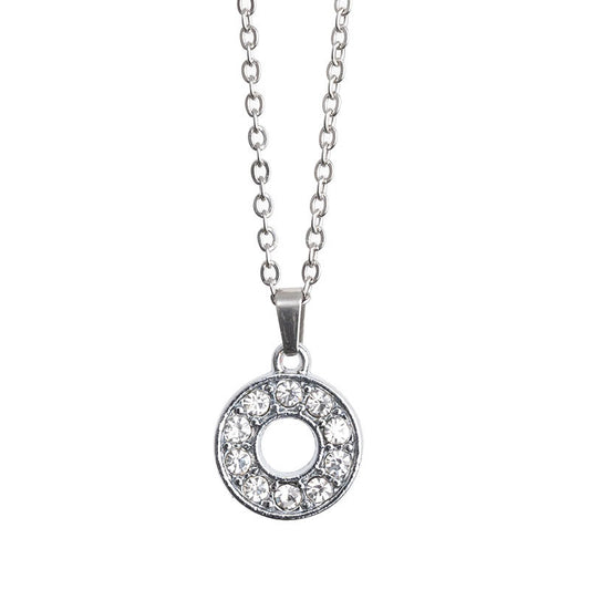 Crystal-accent letter O pendant and fine silver-tone chain