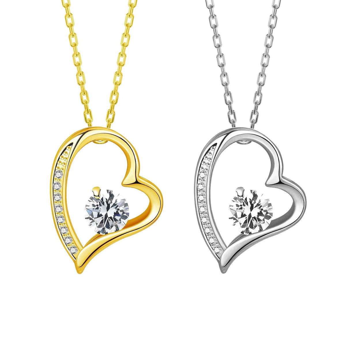 Multi-Style Crystal Heart Pendant Necklace – product view 2