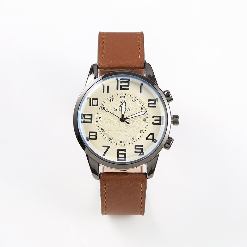 Men's Retro Leather-Strap Quartz Watch – product view 2
