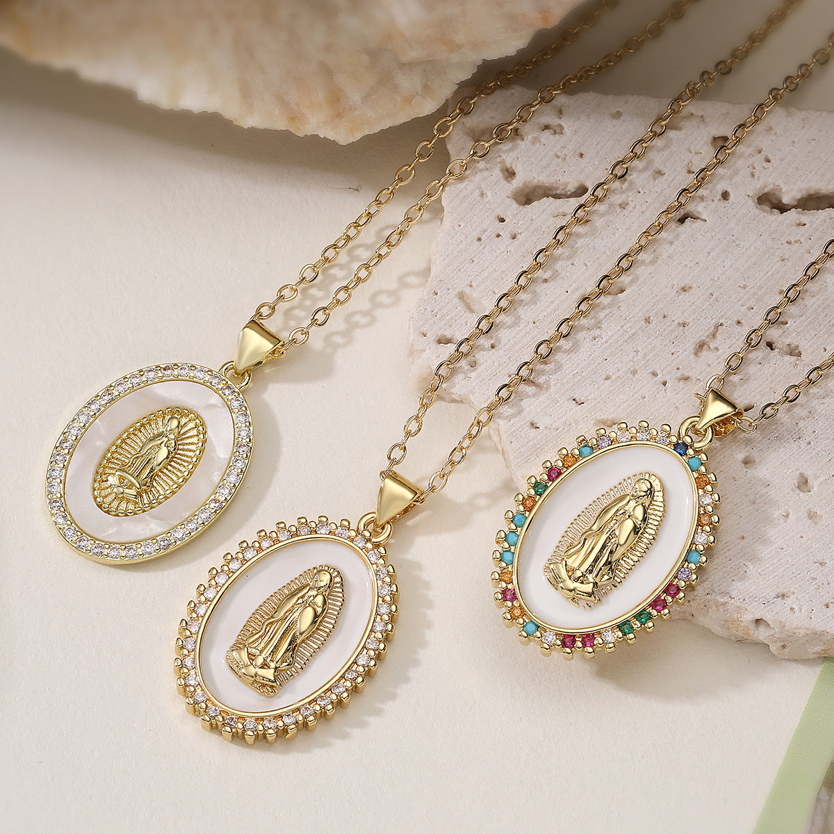 Geometric Crystal Pendant Necklace – product view 1