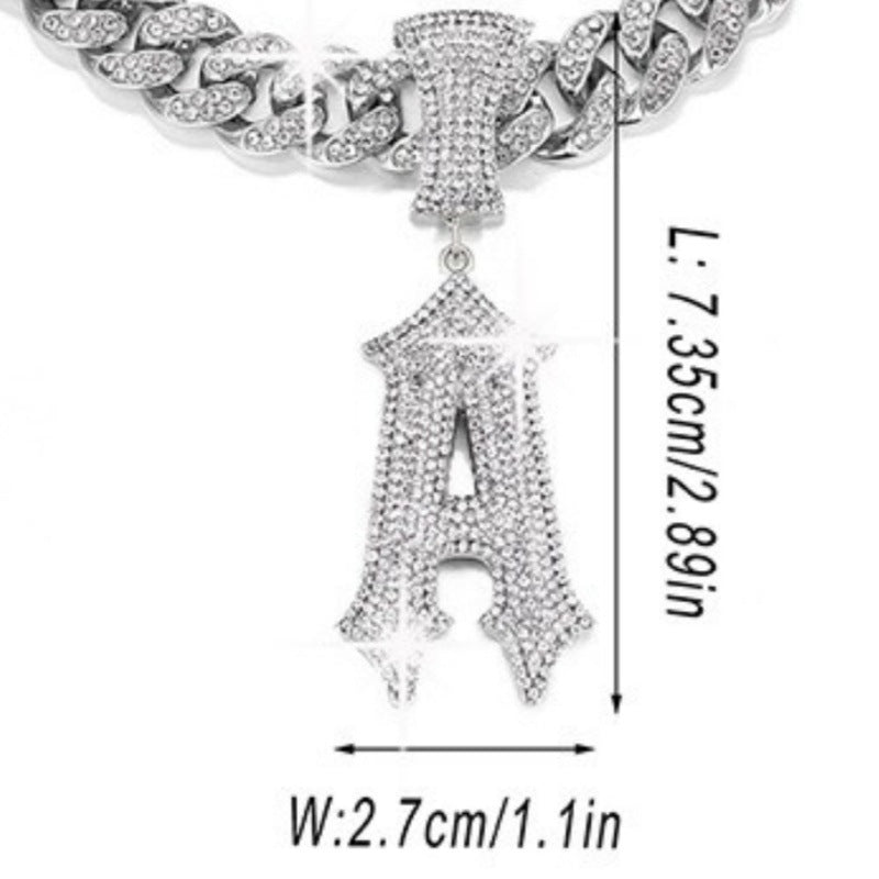 Hip Hop Letter Pendant Necklace with Cuban Chain – product view 13