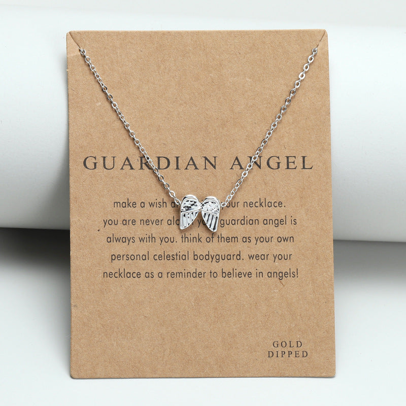 Angel Wing Pendant Necklace with Card – product view 7