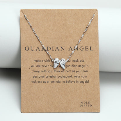 Angel Wing Pendant Necklace with Card – product view 7