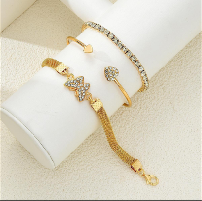 Crystal-accent Open Butterfly Bracelet Set – product view 3