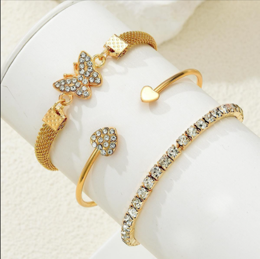 Crystal-accent Open Butterfly Bracelet Set – product view 2