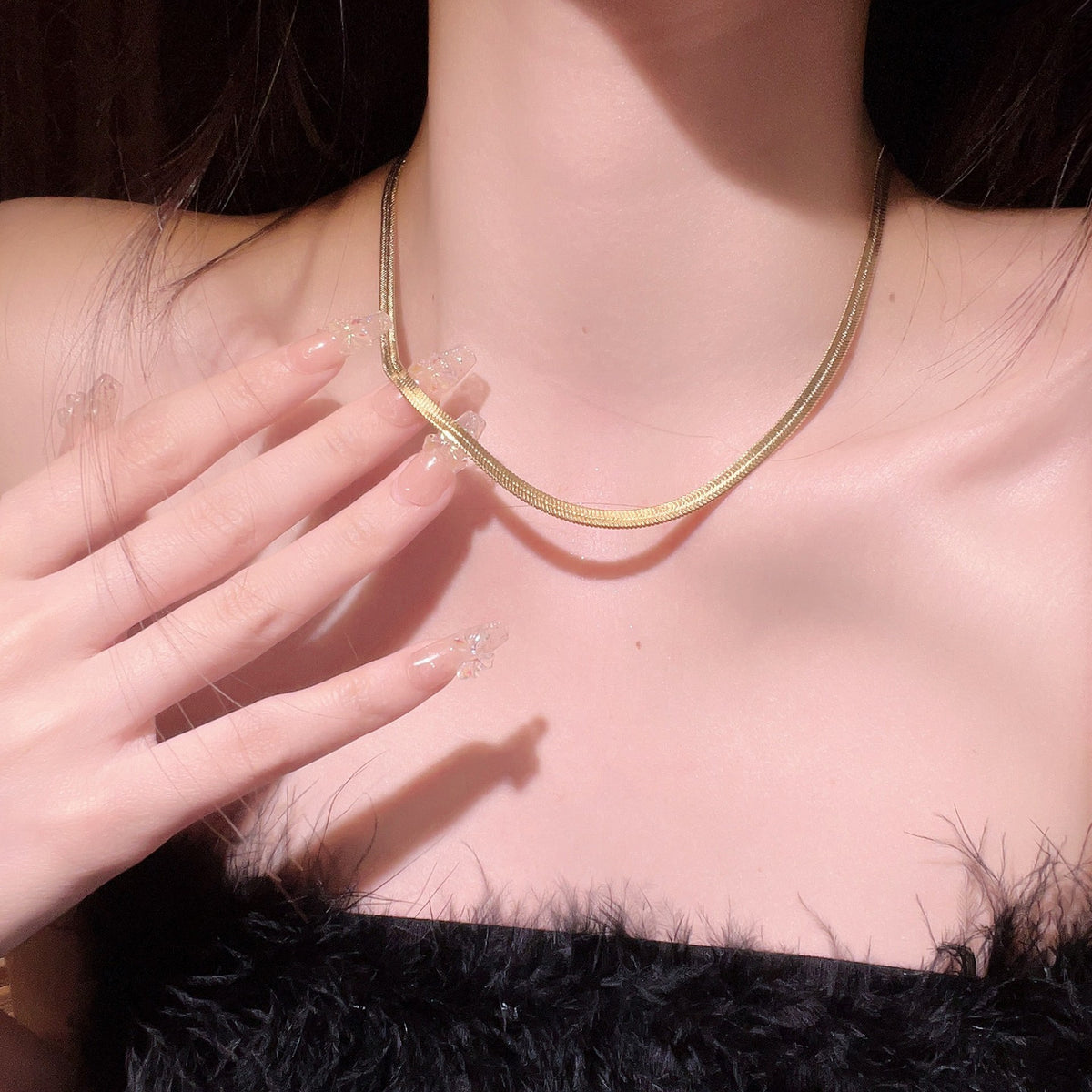 Titanium Steel Snake Bone Chain Necklace – product view 6
