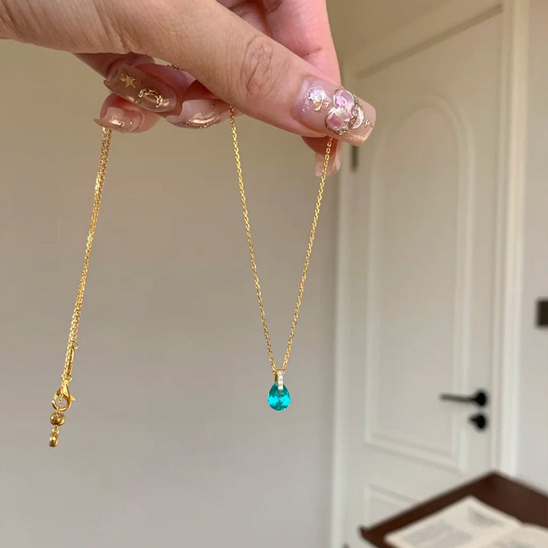 Blue Water Drop Ultra-fine Necklace – product view 4