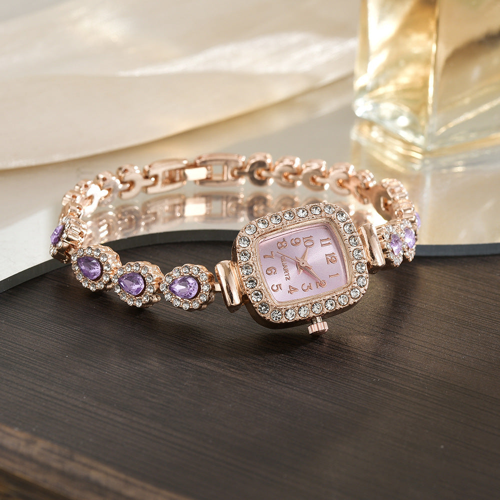 Petite Crystal Quartz Watch – Women’s Chain Bracelet