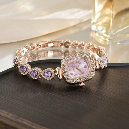 Petite Crystal Quartz Watch – Women’s Chain Bracelet