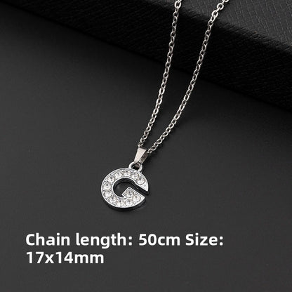 Stainless Steel Letter Necklace with Crystal Pendant – product view 12