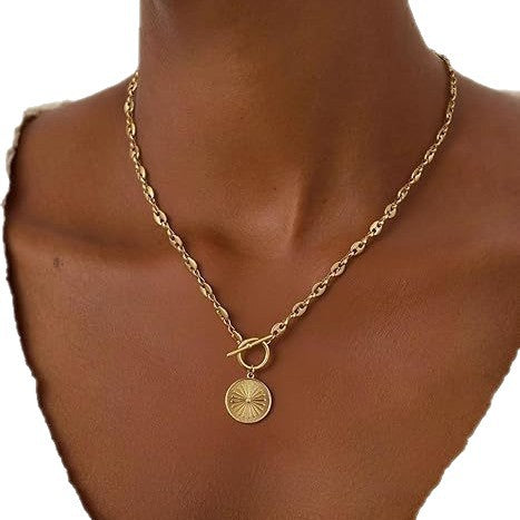 Heart Shape Alloy Necklace Gold-tone – product view 2