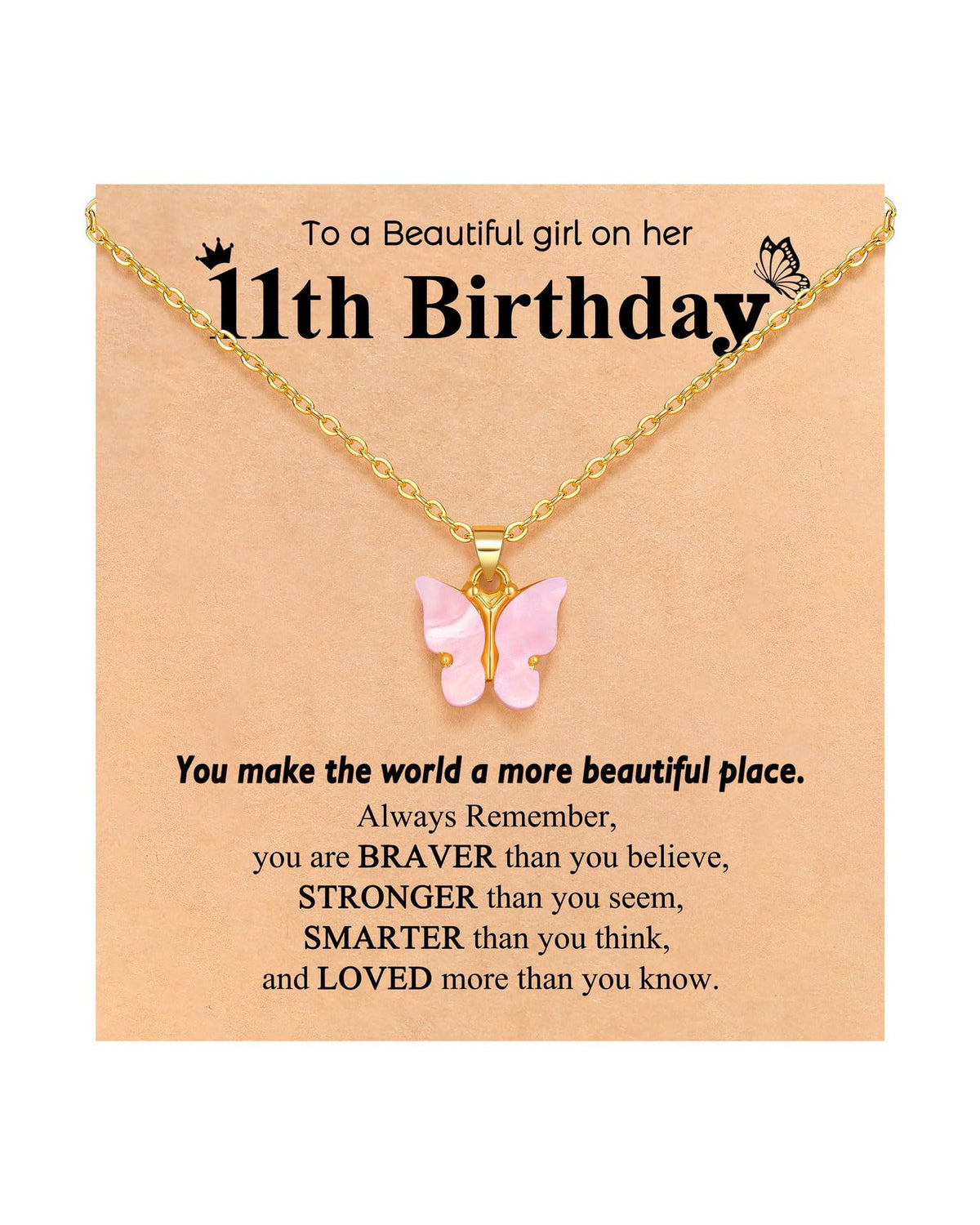 Pink Butterfly Stainless Steel Necklace – product view 11