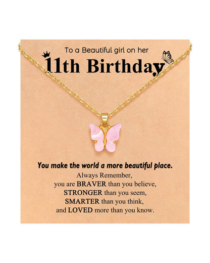 Pink Butterfly Stainless Steel Necklace – product view 11