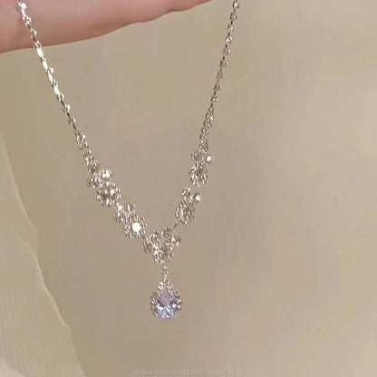 Crystal Water-drop Pendant with Collar Chain – product view 8