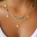 Multi-layer Round Turquoise Pendant Necklace