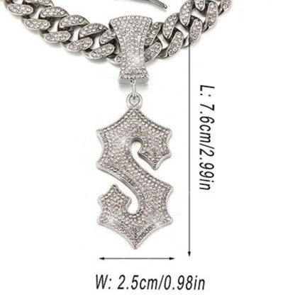 Hip Hop Letter Pendant Necklace with Cuban Chain – product view 15