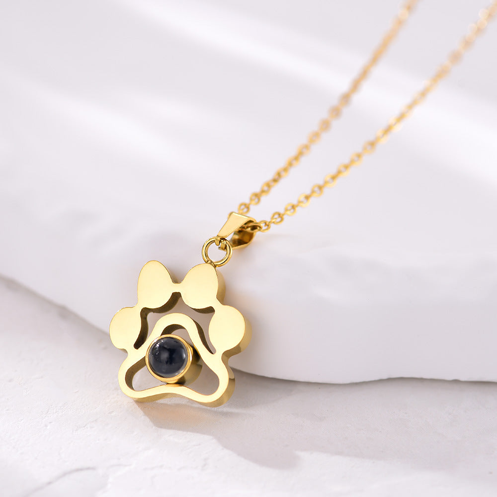 Stainless Steel Cute Pet Projection Necklace – product view 7