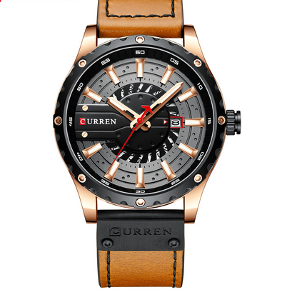 Curren Mens Calendar Leather Watch – product view 4