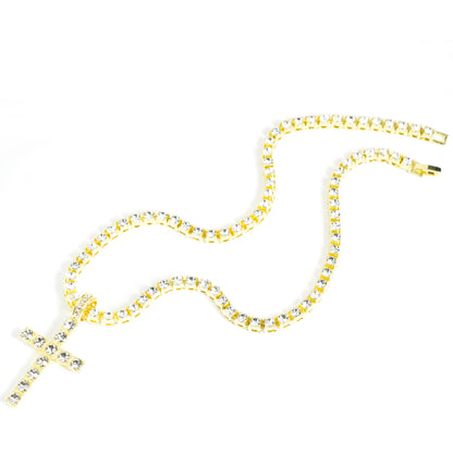 Unisex Rhinestone Cross Pendant Necklace – product view 8