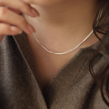 Double Layer Knotted Snake Bone Chain Necklace – product view 3