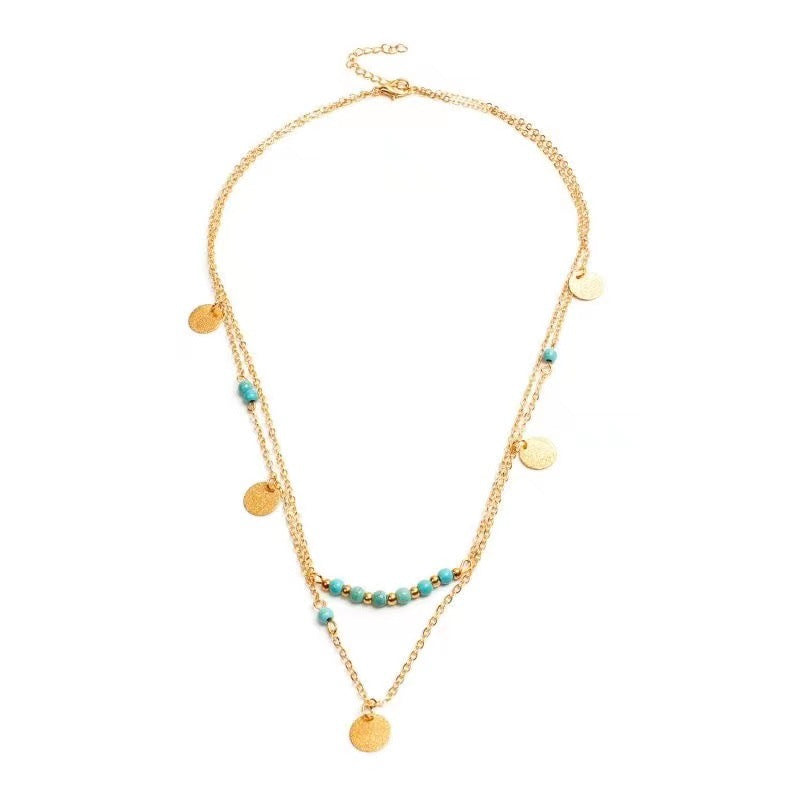 Multi-layer Round Turquoise Pendant Necklace – product view 5