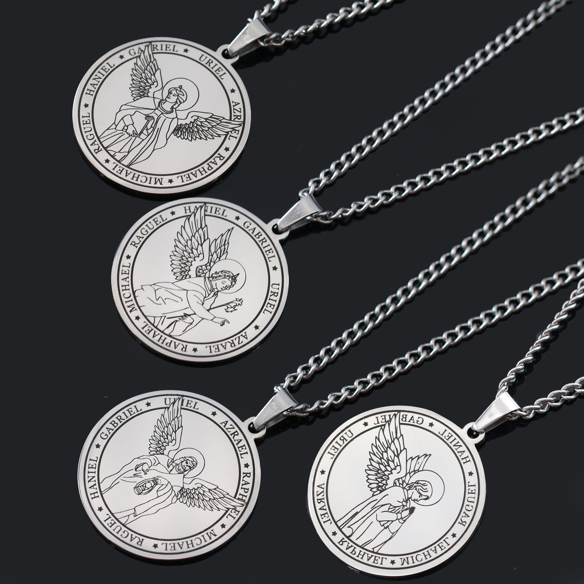 Titanium Steel Angel Wing Religious Necklace – product view 3
