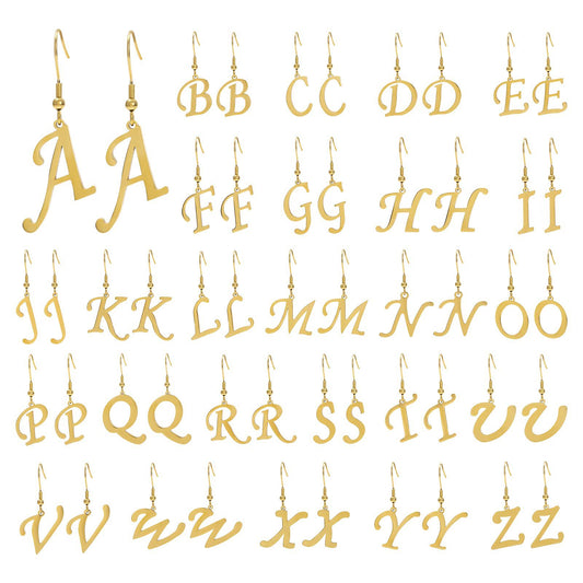 Complete A to Z gold-tone script initial earring pairs
