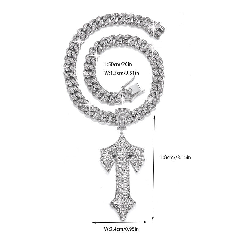 Hip Hop Letter Pendant Necklace with Cuban Chain – product view 5
