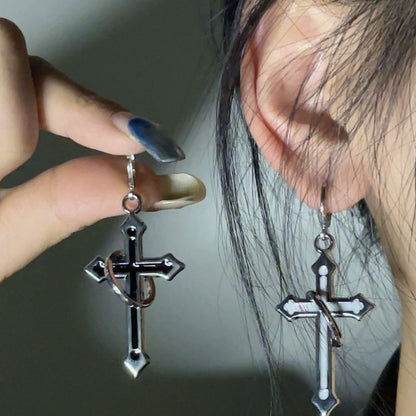 Two-tone Cross Asymmetric Earrings – product view 6