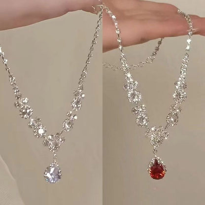 Crystal Water-drop Pendant with Collar Chain – product view 1