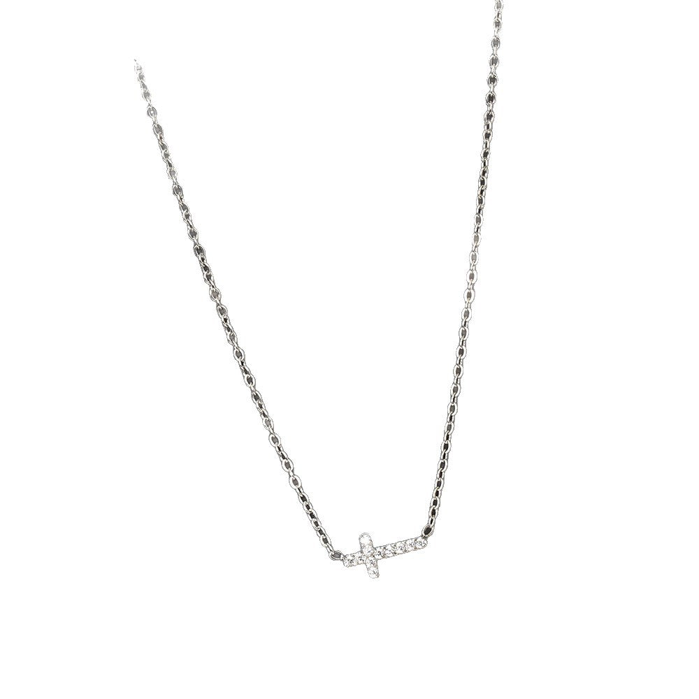 Mini Cross Crystal Necklace – product view 3