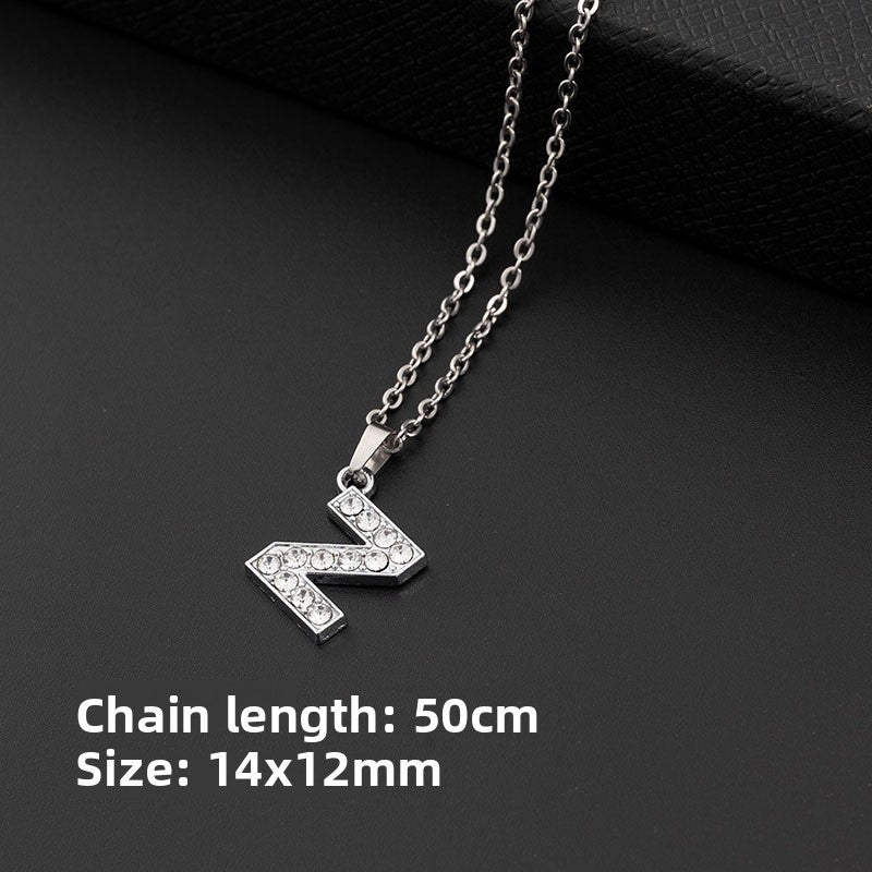 Stainless Steel Letter Necklace with Crystal Pendant – product view 31